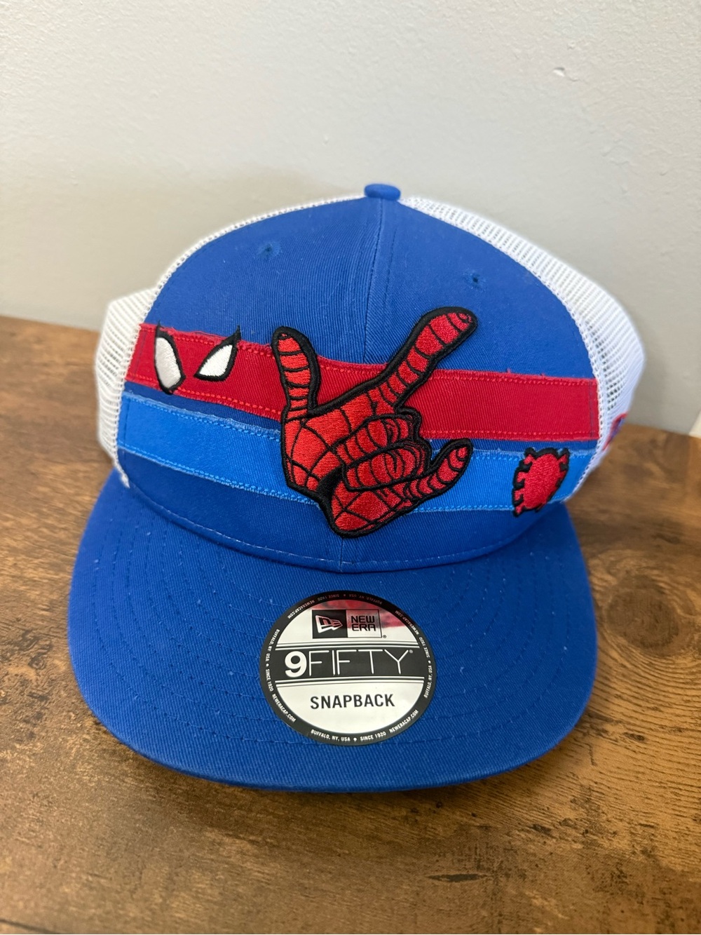 NWT New Era Spiderman Trucker Snapback Hat with White Mesh Adult